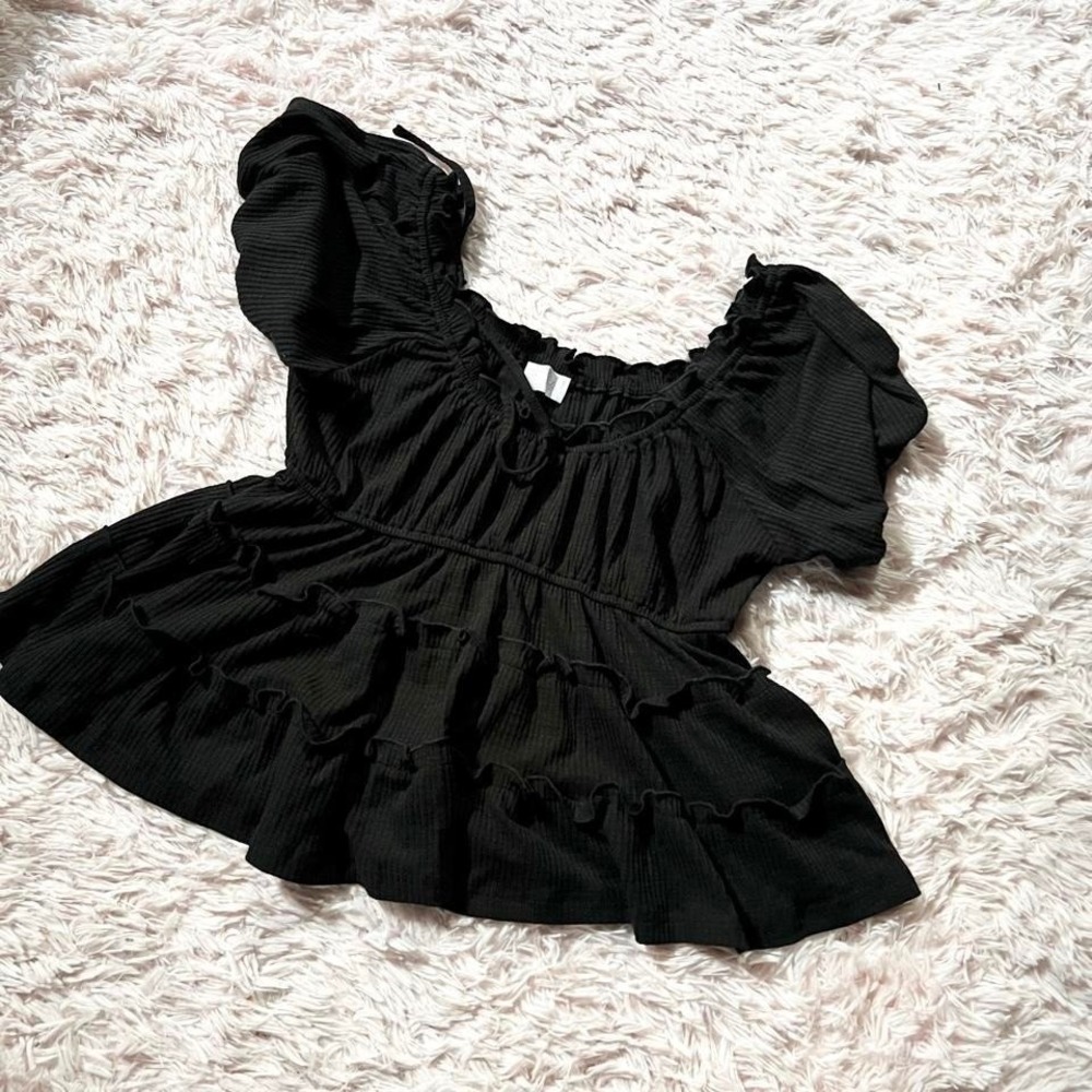 Babydoll Ruffle Fairy Grunge Whimsygoth Milkmaid Top Womens M Grunge Alternative